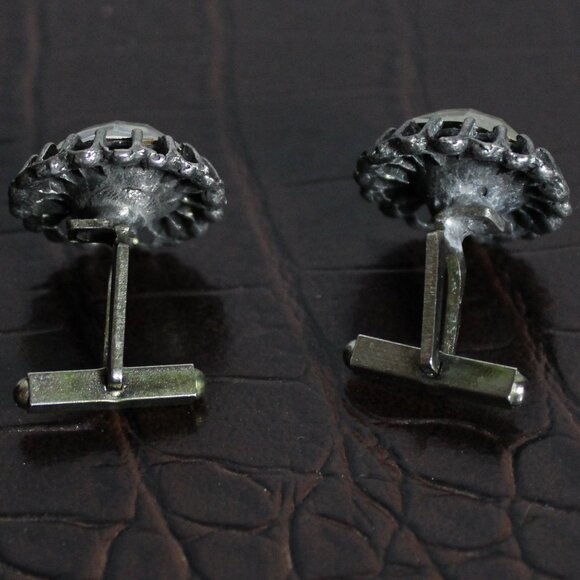 Vintage Cuff Links Cut Glass In Silver Tone Setting ⚡️BUY 3 for $55⚡️ - Picture 5 of 8